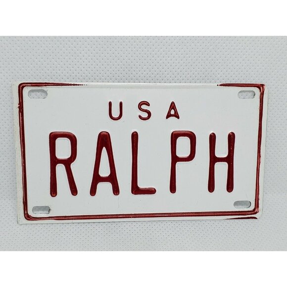 U.S.A Ralph Personalized White Red Collectible Mini License Bicycle Bike Plate - Picture 2 of 12
